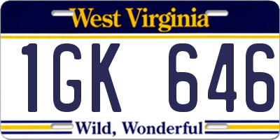WV license plate 1GK646