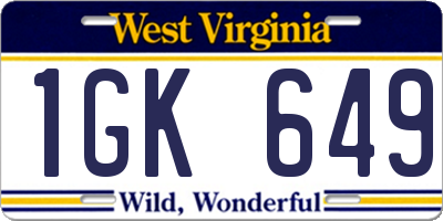 WV license plate 1GK649