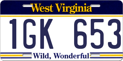 WV license plate 1GK653