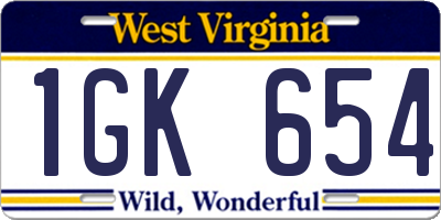 WV license plate 1GK654