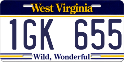 WV license plate 1GK655