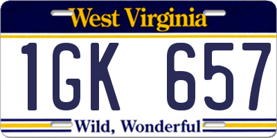 WV license plate 1GK657
