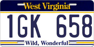 WV license plate 1GK658