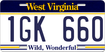 WV license plate 1GK660