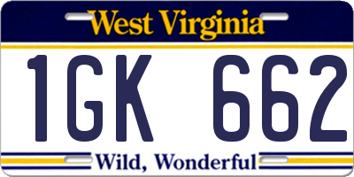 WV license plate 1GK662