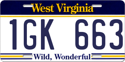 WV license plate 1GK663