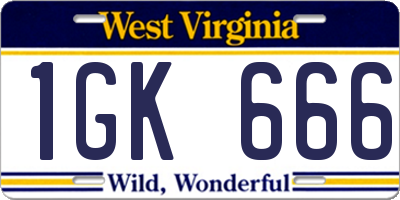 WV license plate 1GK666