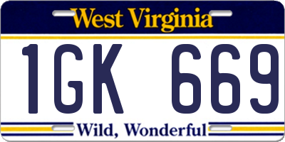 WV license plate 1GK669