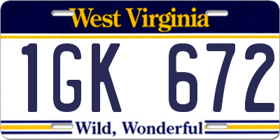 WV license plate 1GK672