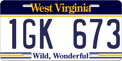 WV license plate 1GK673