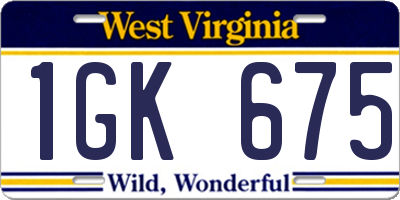 WV license plate 1GK675