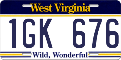 WV license plate 1GK676