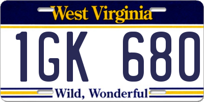 WV license plate 1GK680