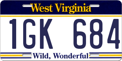 WV license plate 1GK684