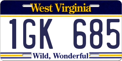 WV license plate 1GK685