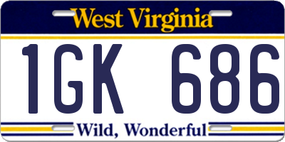 WV license plate 1GK686
