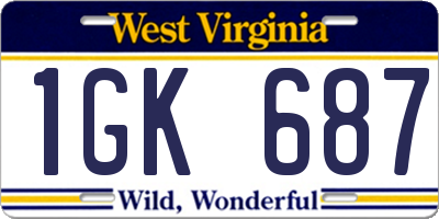 WV license plate 1GK687