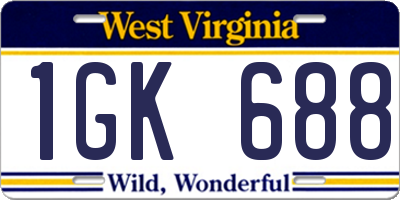 WV license plate 1GK688