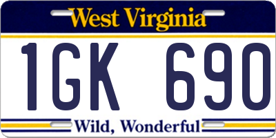 WV license plate 1GK690
