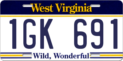 WV license plate 1GK691