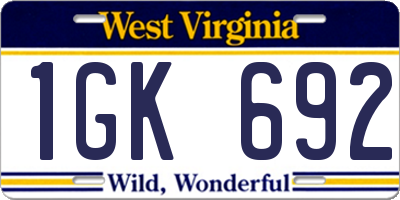 WV license plate 1GK692