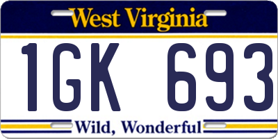 WV license plate 1GK693