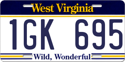 WV license plate 1GK695