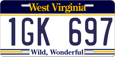 WV license plate 1GK697