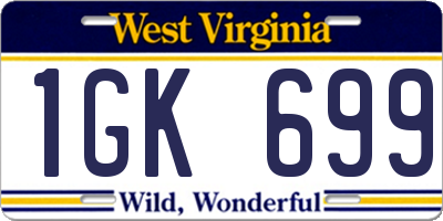 WV license plate 1GK699