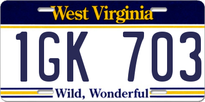 WV license plate 1GK703
