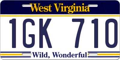 WV license plate 1GK710