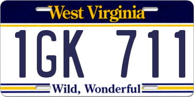 WV license plate 1GK711