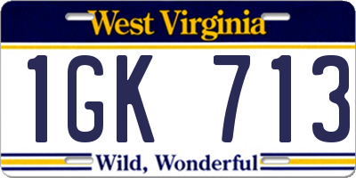 WV license plate 1GK713