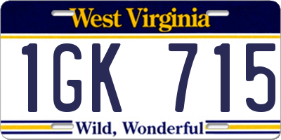 WV license plate 1GK715