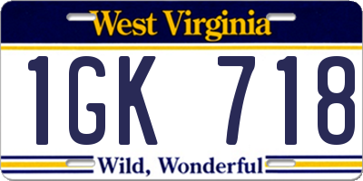 WV license plate 1GK718