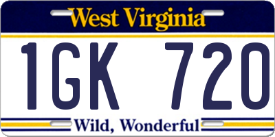 WV license plate 1GK720