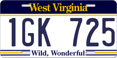 WV license plate 1GK725