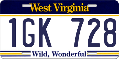 WV license plate 1GK728