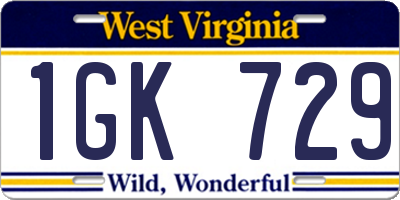 WV license plate 1GK729