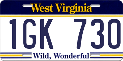 WV license plate 1GK730
