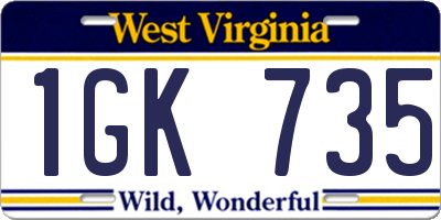 WV license plate 1GK735