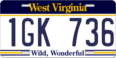 WV license plate 1GK736