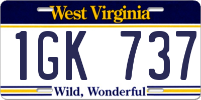 WV license plate 1GK737