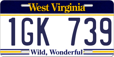 WV license plate 1GK739