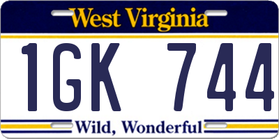 WV license plate 1GK744