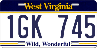 WV license plate 1GK745