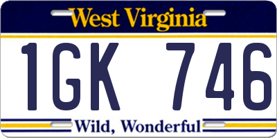 WV license plate 1GK746