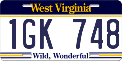 WV license plate 1GK748
