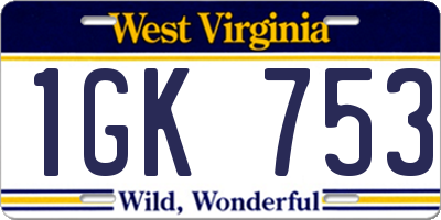 WV license plate 1GK753