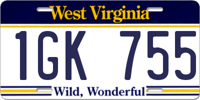 WV license plate 1GK755